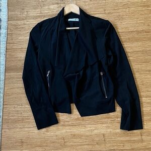 Bagatelle Black Women's Blazer vegan suede with Zipper Details